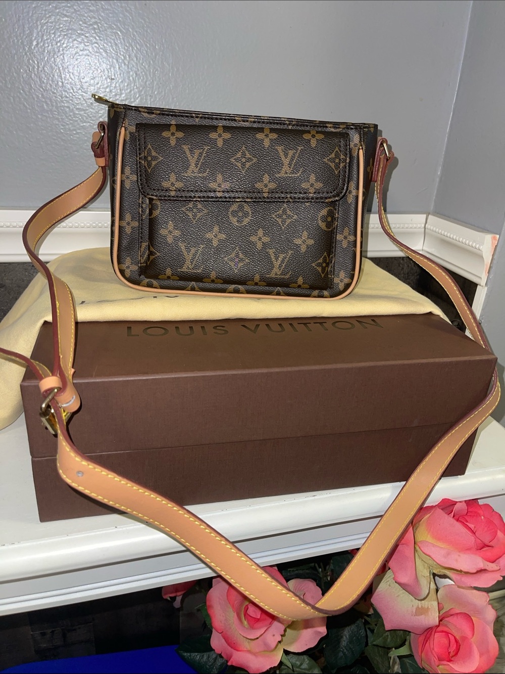 Louis Vuitton Brown Monogram Canvas Crossbody with Natural Vachetta Trim M51165